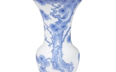 A Hirado blue and white porcelain "Pine Tree" baluster...