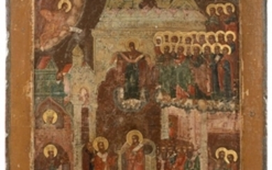 ICÔNE, RUSSIE, XVIIIe SIÈCLE La Vierge du Pokrov Tempera et or sur bois