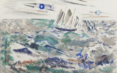 JOHN MARIN, (American, 1870-1953), Boat and Gull, 1945