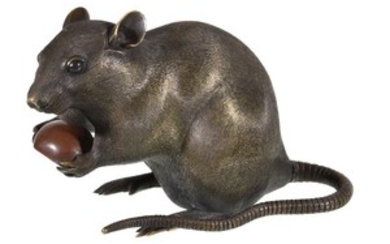 A large Chinese bronze rat