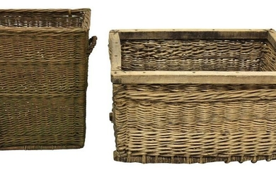 (2) LARGE FRENCH RUSTIC WICKER BASKETS