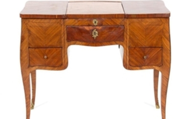 A Louis XV Provincial Style Inlaid Walnut Dressing