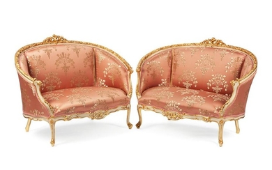 A Pair of Louis XV Style Painted and Parcel Gilt