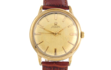 OMEGA - a gentleman's gold plated wrist watch with a gentleman's Omega wrist watch.