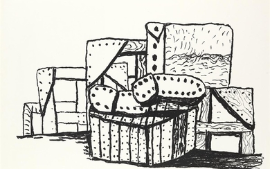 PHILIP GUSTON Studio Forms. Lithograph on Arches Cover paper, 1980. 580x995 mm; 23x39...