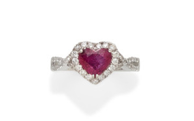 A Ruby, diamond and 14k white gold Ring,, Orianne