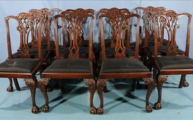 Set of 12 mahogany Chippendale dining chairs