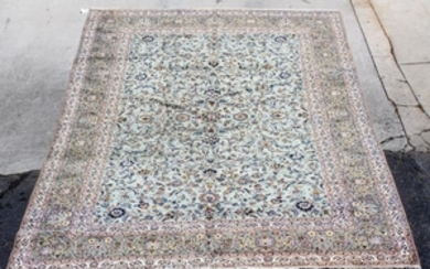 Signed Persian Kashan wool rug 9'1" x 13'