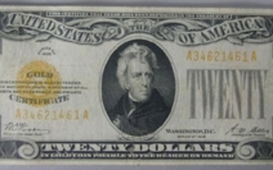 Twenty Dollar Gold Certificate, Series 1928, serial