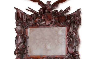 VERY FINE AMERICAN CARVED ROSEWOOD REVOLUTIONARY WAR TROPHY FRAME, CIRCA 1876