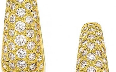 55052: Diamond, Gold Earrings The earrings feature fu