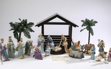 (21) pcs. Lenox porcelain hand painted nativity set