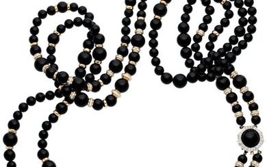 55352: Black Onyx, Diamond, Gold Necklace Stones: Blac