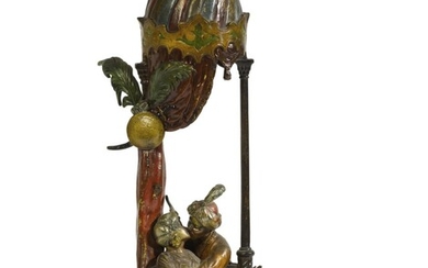 AUSTRIAN, VIENNA, EARLY 20TH CENTURY | LAMP WITH A KISSING COUPLE
