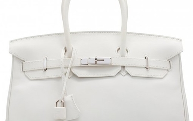 58052: Hermès 35cm White Swift Leather Birkin Ba