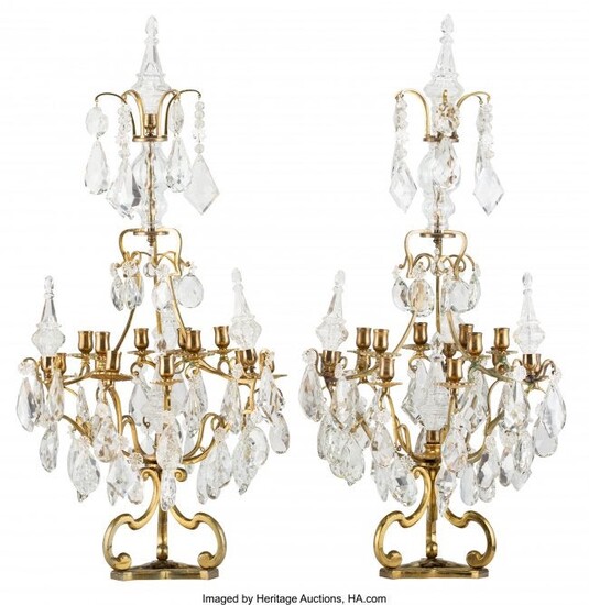 63252: A Pair of French Gilt Bronze and Cut-Glass Giran