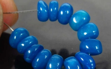6.35 Ct Genuine 13 Drilled Round Blue Opal Beads