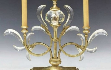 FINE ART LAMPS SILVER GILT & CRYSTAL TABLE LAMP