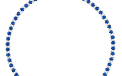 White Gold, Sapphire and Diamond Necklace