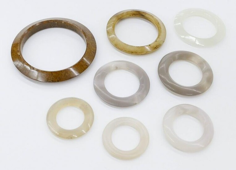 9pc Chinese Stone Faceted Bi Discs