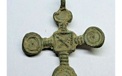 9th-12thc A.D. Viking Era Kievan Bronze Cross Pendant