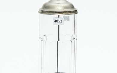 A 1920S AMERICAN GLASS AND NICKEL PLATED STRAW DISPENSER