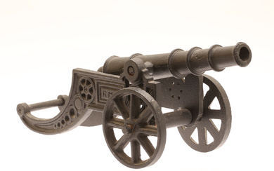 A 20th-century cast iron cannon.