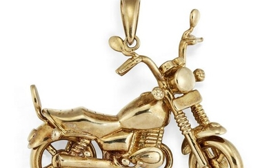 A 9 CARAT GOLD MOTORBIKE PENDANT, the motorbike with