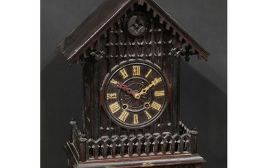 A Black Forest mantel cuckoo clock, 14cm dial applied with R...