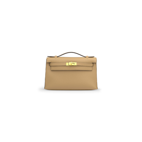 A CHAI SWIFT LEATHER KELLY POCHETTE WITH GOLD HARDWARE HERMÈS, 2022