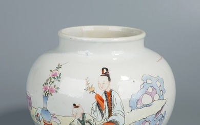 A CHINESE FAMILLE ROSE 'LADY AND BOY' JAR