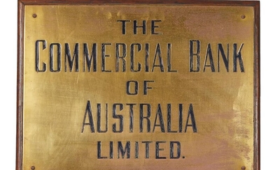 A COMMERCIAL BANK OF AUSTRALIA HEAD OFFICE BRASS SIGN