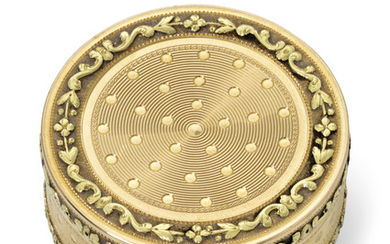 A CONTINENTAL TWO-COLOUR GOLD BONBONNIERE, APPARENTLY UNMARKED, CIRCA 1785