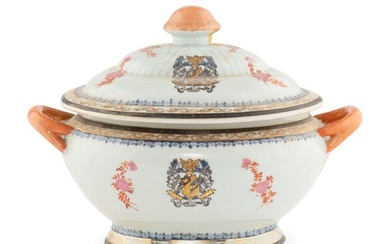 A Chinese Export Armorial Porcelain Tureen