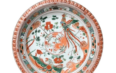 A Chinese Porcelain Plate, Kangxi, painted in famille verte enamels...