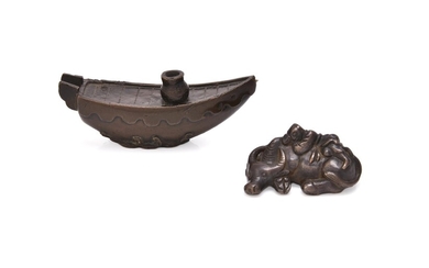 A Chinese bronze 'Buffalo and boy' paper weight