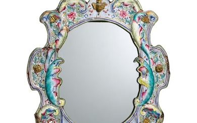 A Chinese export Canton enamel mirror, 18th century