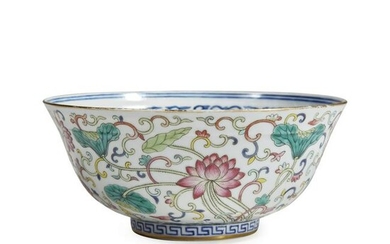 A Chinese famille rose-decorated enameled "Lotus" bowl