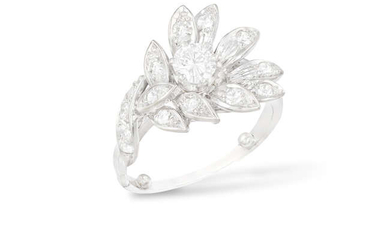 A DIAMOND DRESS RING, CIRCA 1960 Of floral...