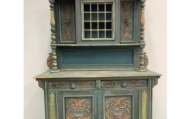 A Flemish oak side cabinet, later painted, width 151cm, dept...