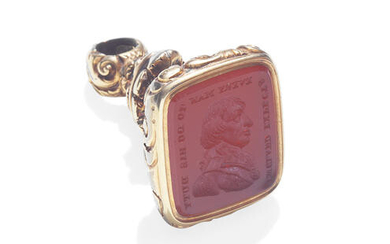 A GOLD AND CARNELIAN FOB SEAL OF ADMIRAL NELSON, EARLY 19TH CENTURY