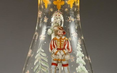 A GOOD HISTORISMUS GLASS JUG with enamel decoration.