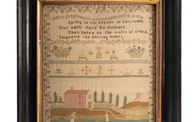 A George III needlework sampler, early 19th century; almost ...