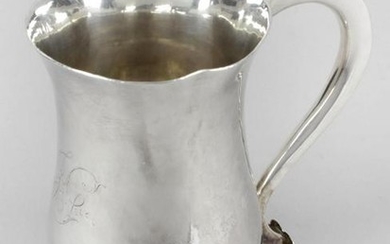 A George III plain silver pint mug, the slender