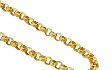 A Georgian belcher link chain, circa 1820, circular belcher style links with a raised dot and wave