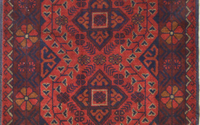 A HANDKNOTTED PURE WOOL AFGHAN KHAL