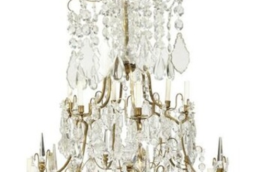 A Louis XV style metal & glass chandelier