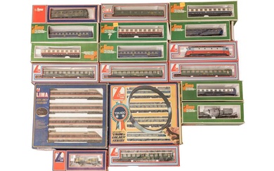 A MIXED LIMA GROUP OF HO GAUGE LOCOMOTIVES AND ROLLING STOCK