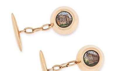 A PAIR OF ANTIQUE MICROMOSAIC CUFFLINKS each set with a