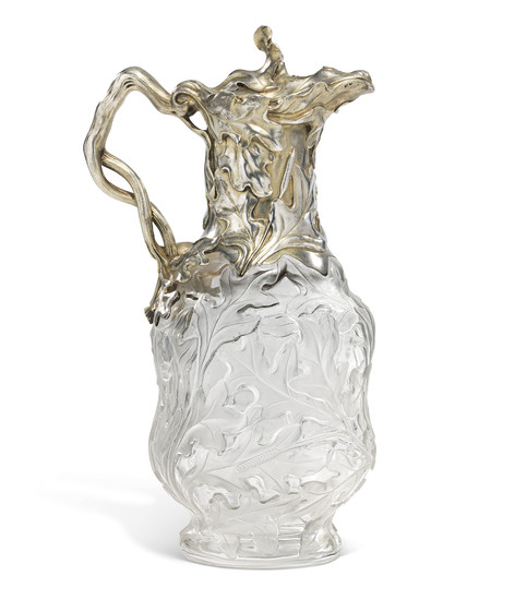 A PARCEL-GILT SILVER-MOUNTED CUT-GLASS DECANTER, MARKED BOLIN, WITH THE WORKMASTER'S MARK OF KONSTANTIN LINKE, MOSCOW, 1899-1908, SCRATCHED INVENTORY NUMBER 4448